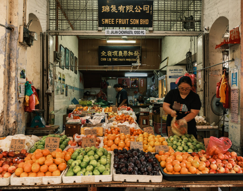 Fruit stall at Chowrastra Street, George Town, Penang, Malaysia.