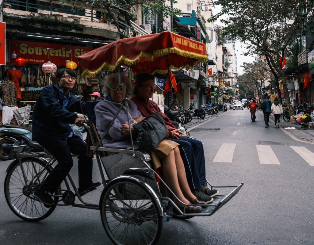 Trishaw on the streets of Hanoi, Vietnam