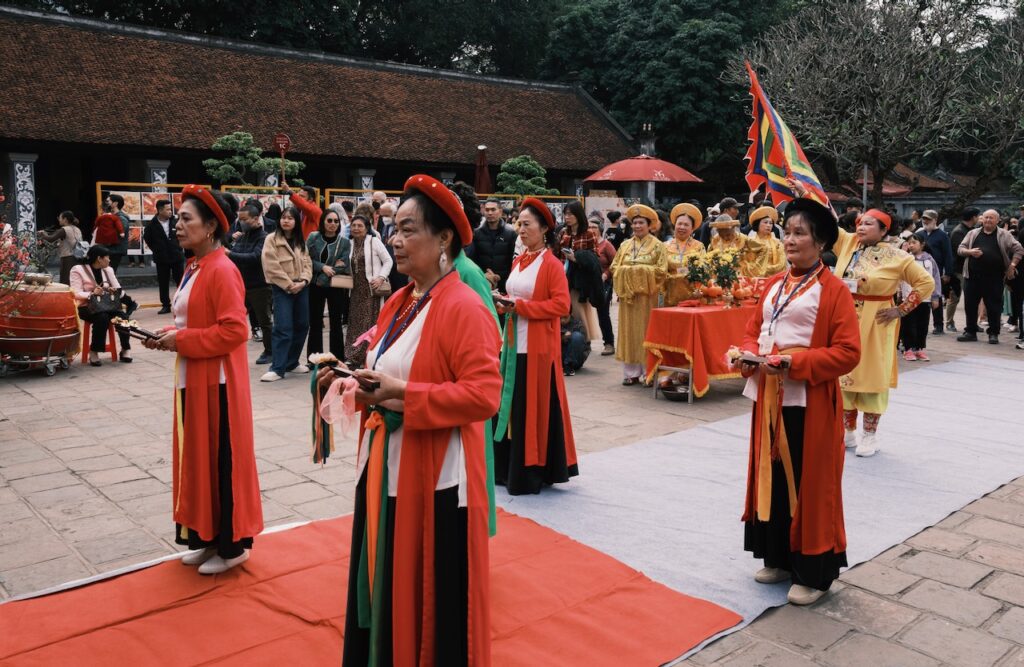 Ceremony at the Fourth Courtyard, Temple of Literature, Hanoi.